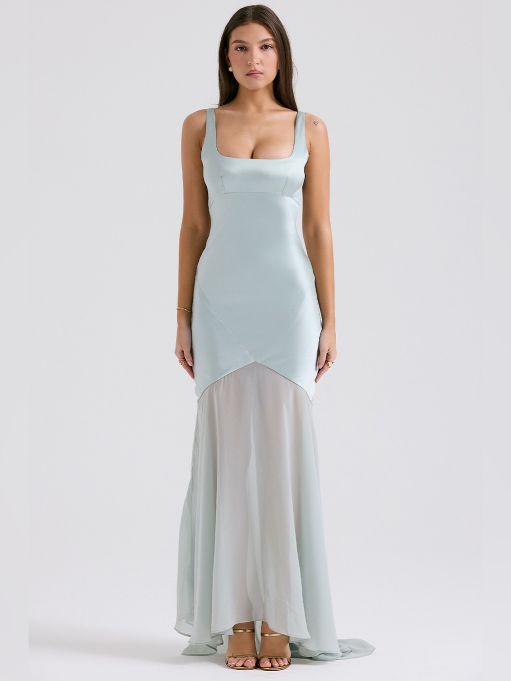 HOUSE OF CB Vittoria Pistachio Chiffon Gown S